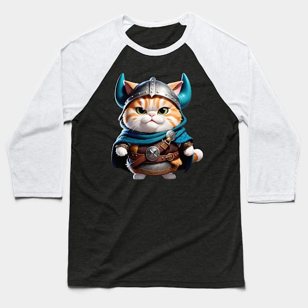 Cute Viking warrior cat Baseball T-Shirt by Human light 